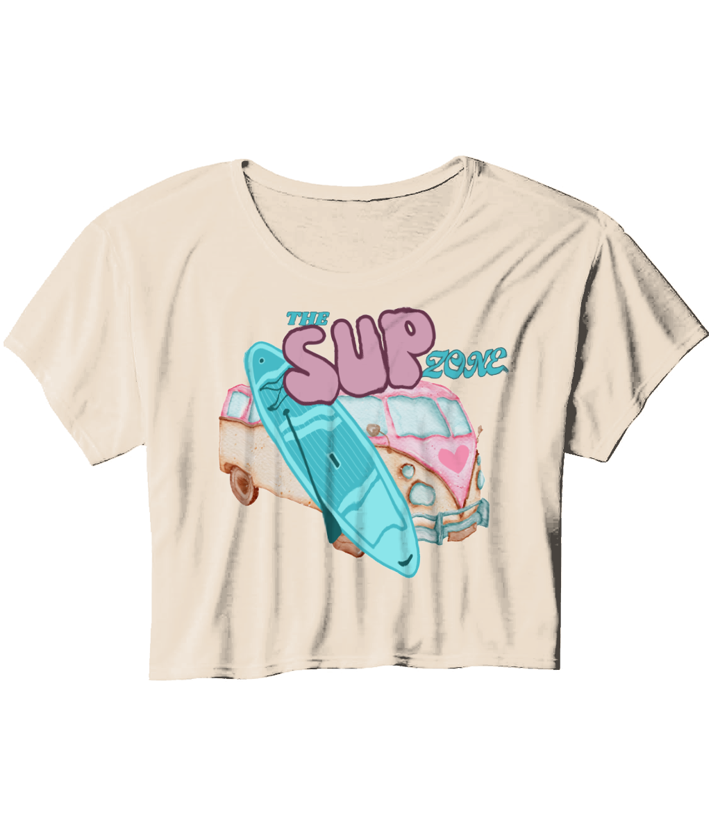 Supzone van Ladies Flowy Cropped T-Shirt