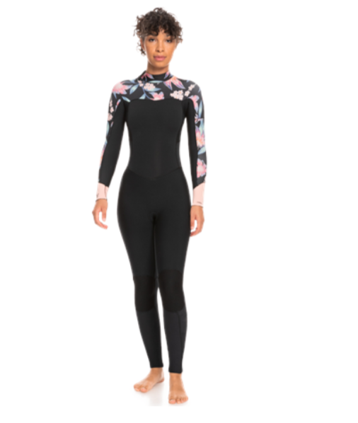 The Roxy Swell Series 3/2mm Back Zip Wetsuit in Anthracite Paradise Found