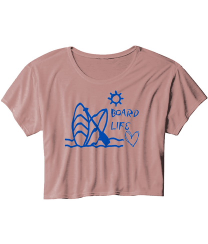 Board Life Ladies Flowy Cropped T-Shirt