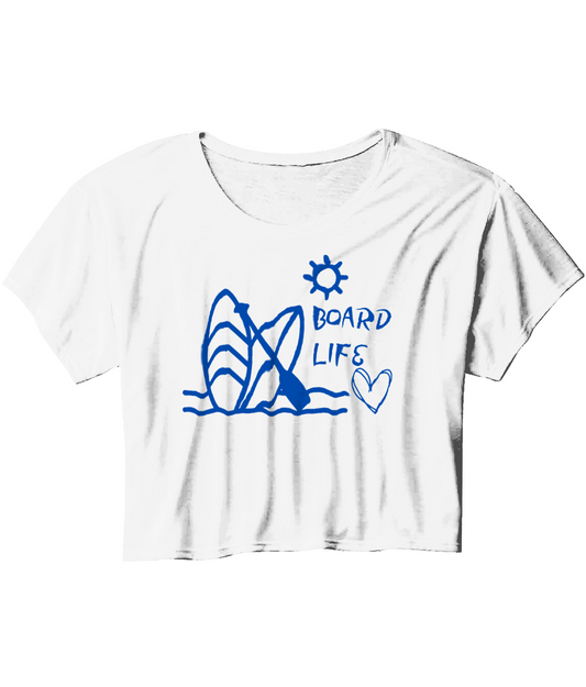 Board Life Ladies Flowy Cropped T-Shirt