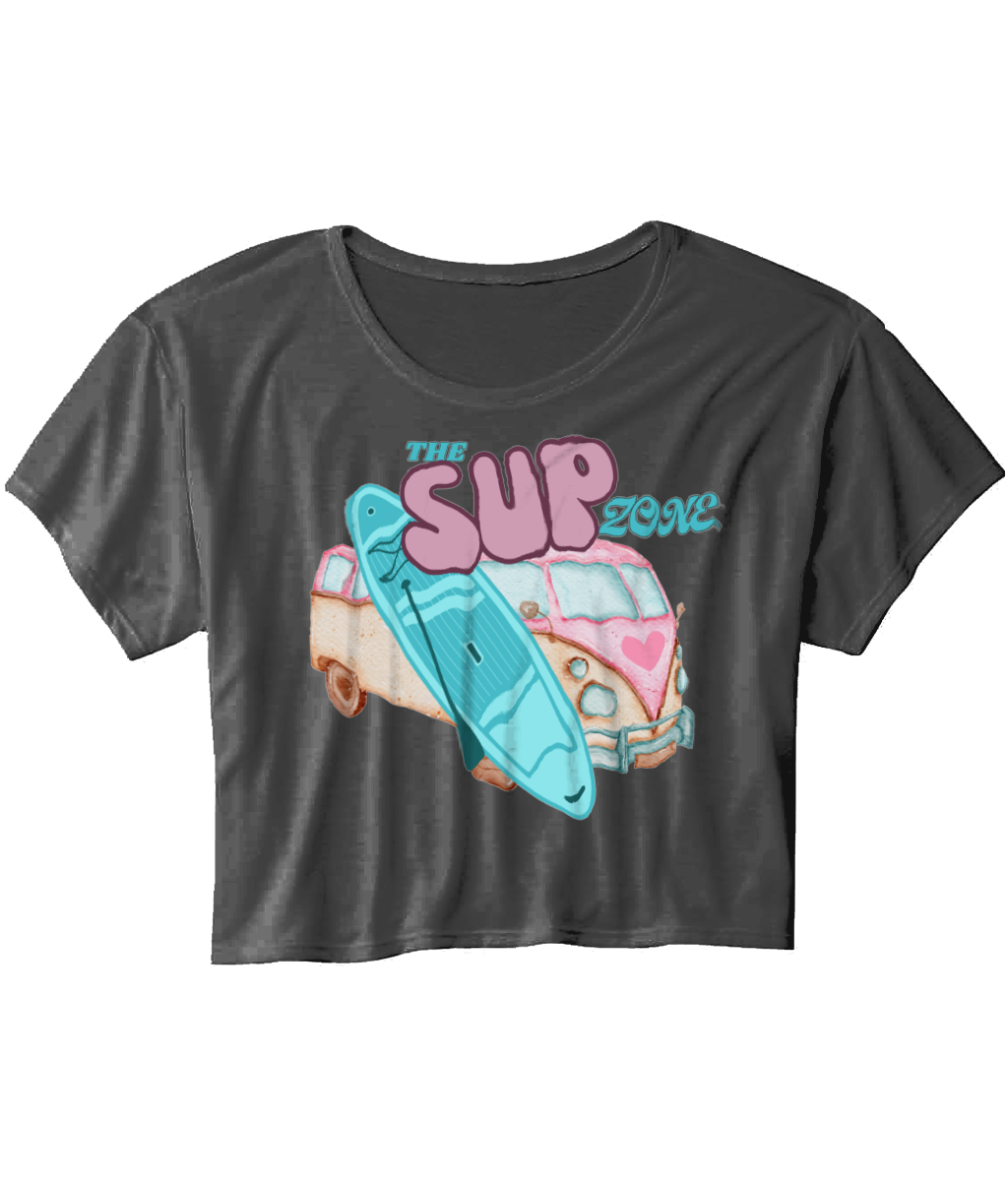Supzone van Ladies Flowy Cropped T-Shirt